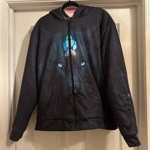 Wolf Printed Hoodie Lined with Fleece